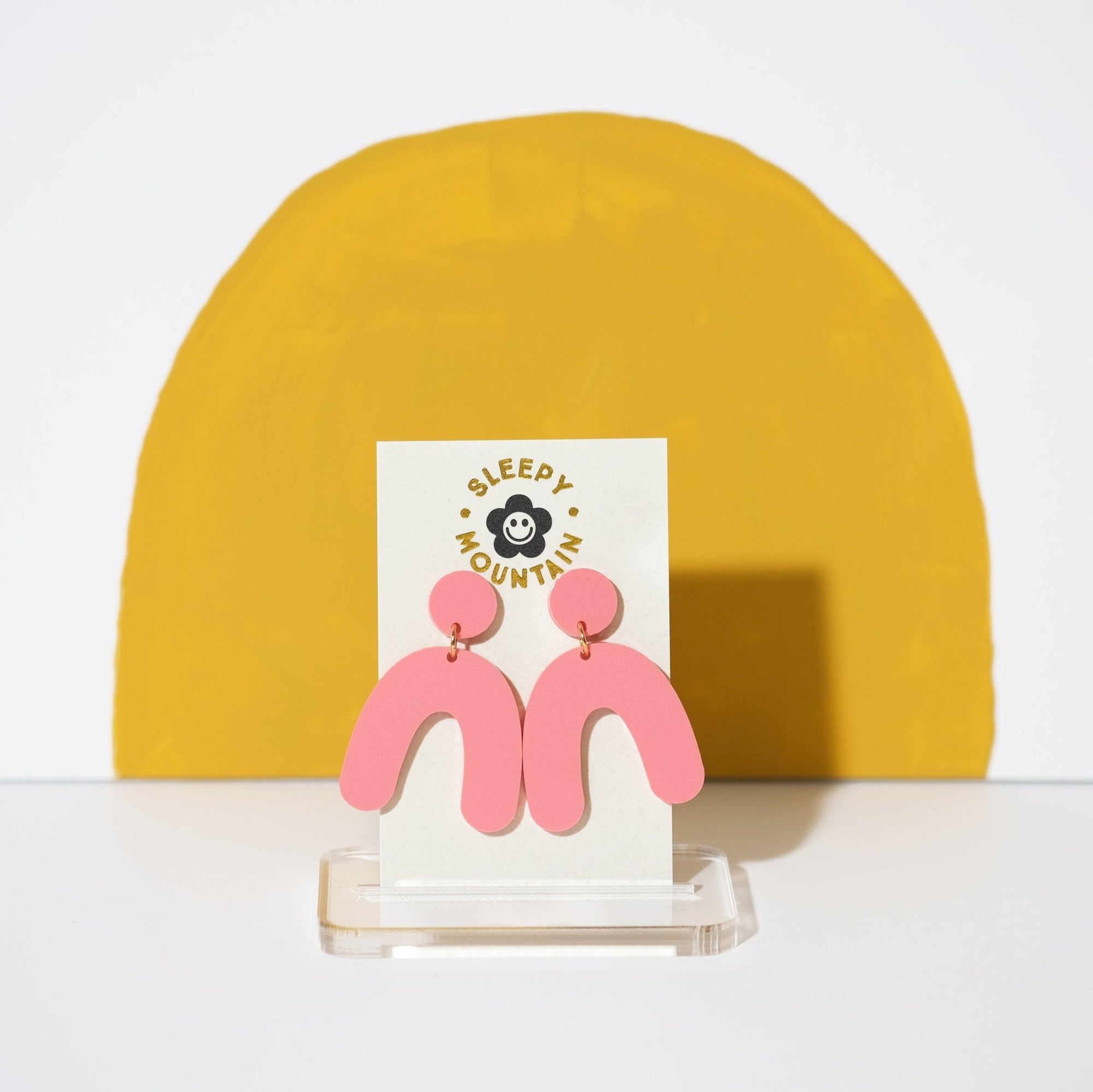 Organic Arch Earrings in Candy Pink - Sleepy Mountain