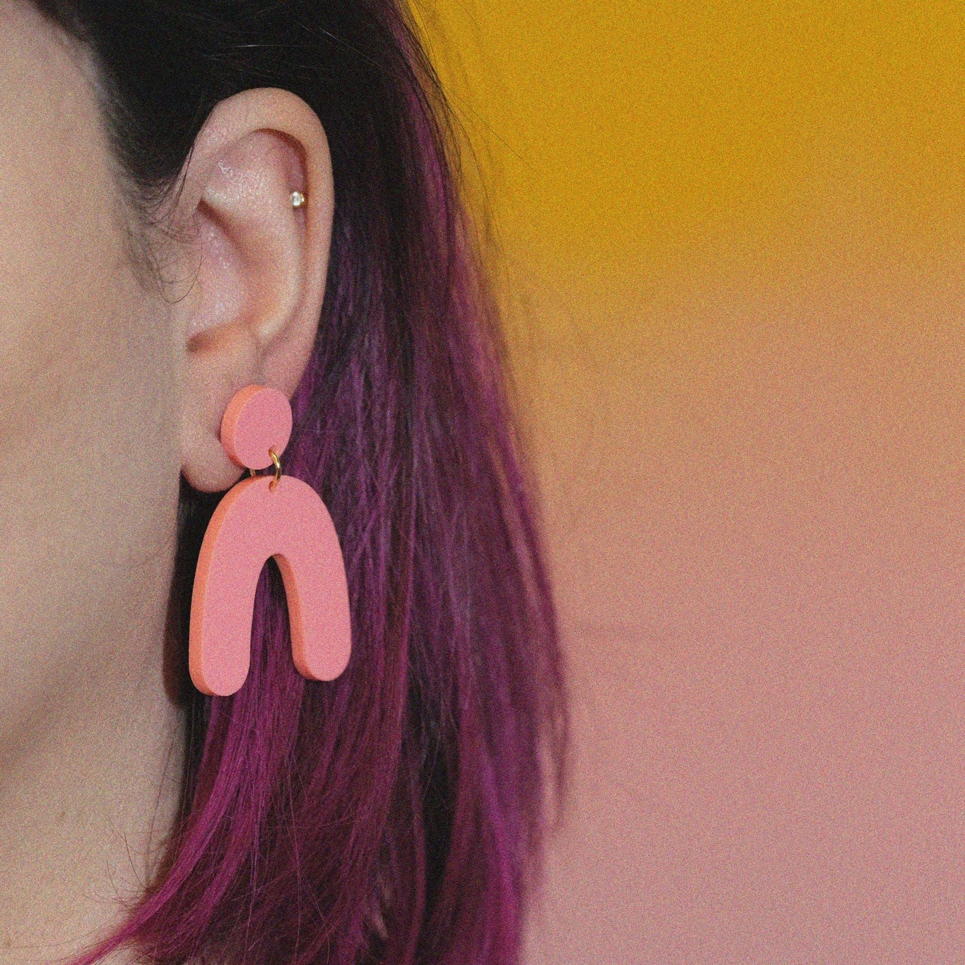 Organic Arch Earrings in Candy Pink - Sleepy Mountain