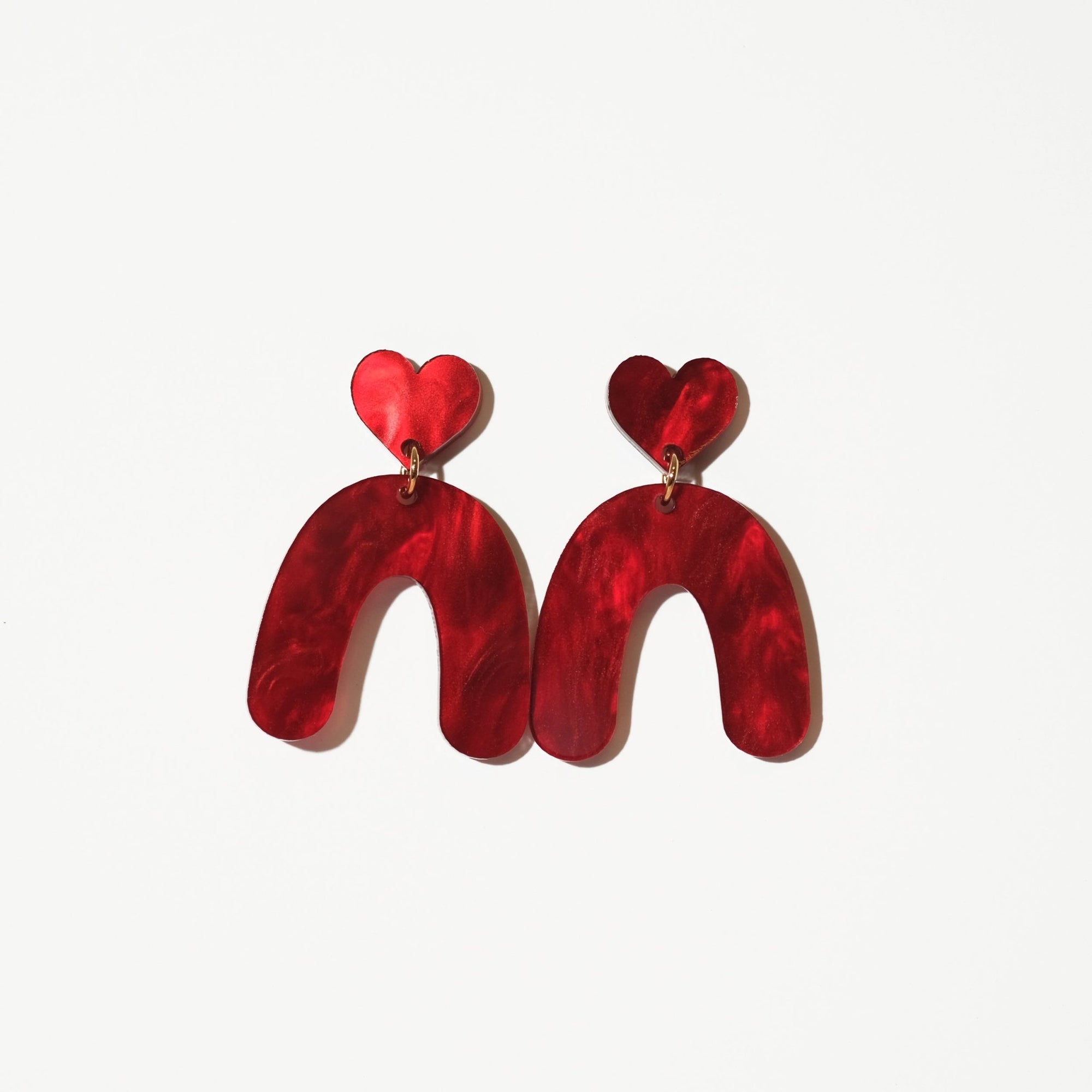 Organic Heart Arch Dangle Earrings in Love Potion - Sleepy Mountain