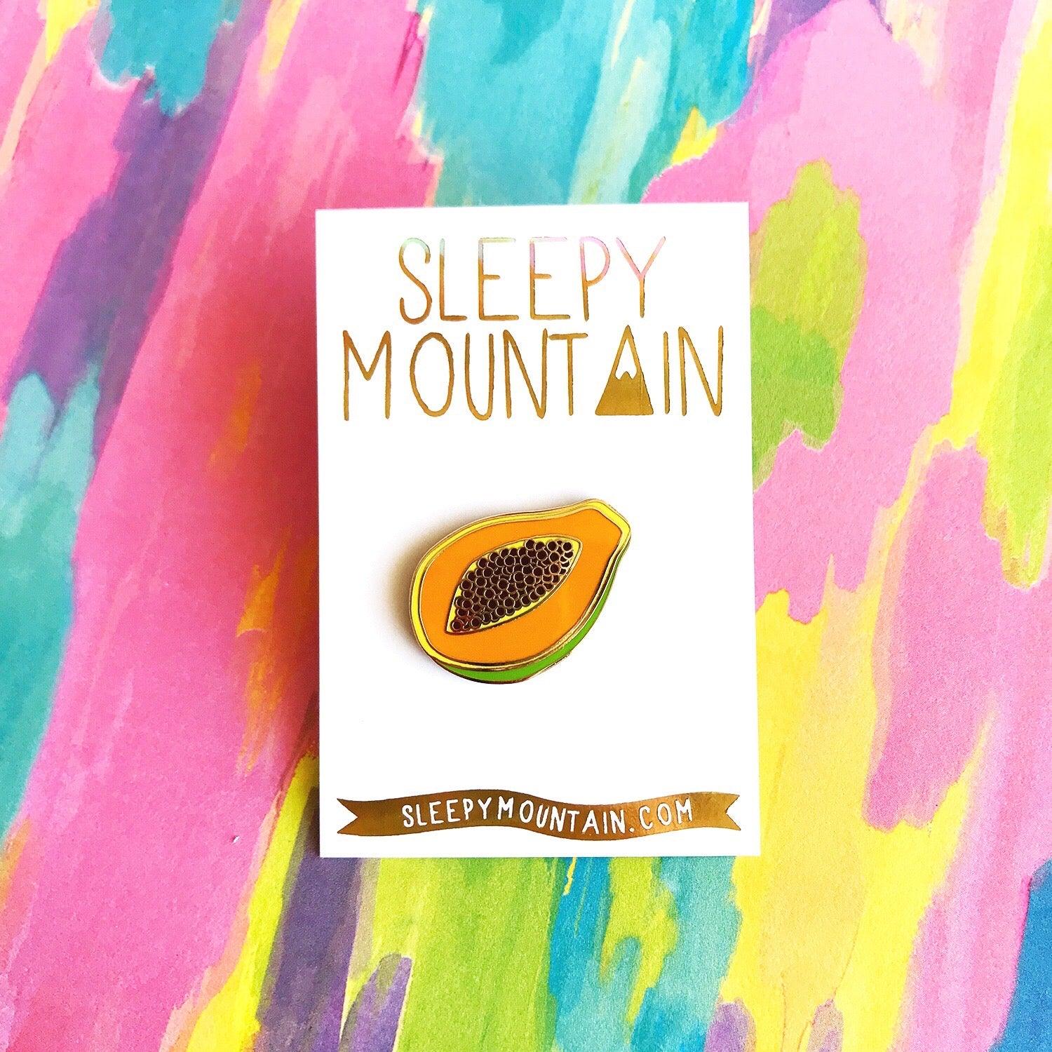 Papaya Enamel Pin - Sleepy Mountain