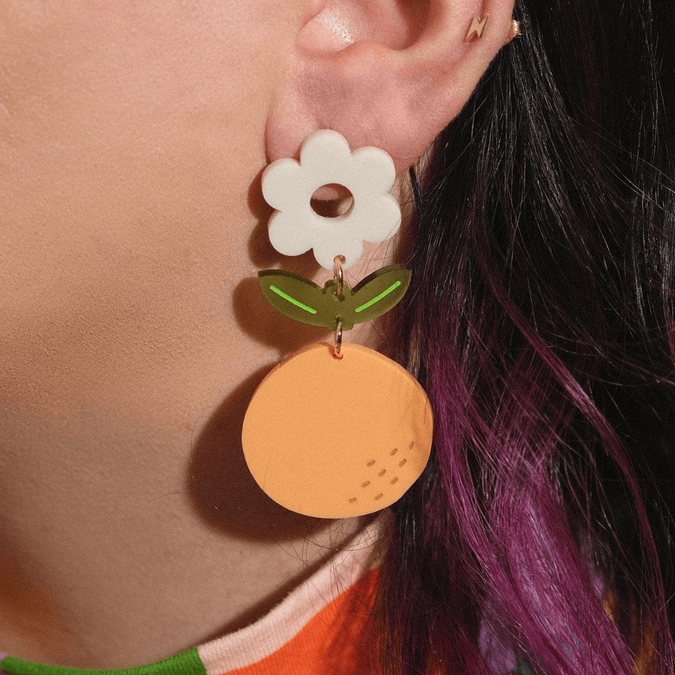 Pastel Orange Blossom Dangle Earrings - Sleepy Mountain