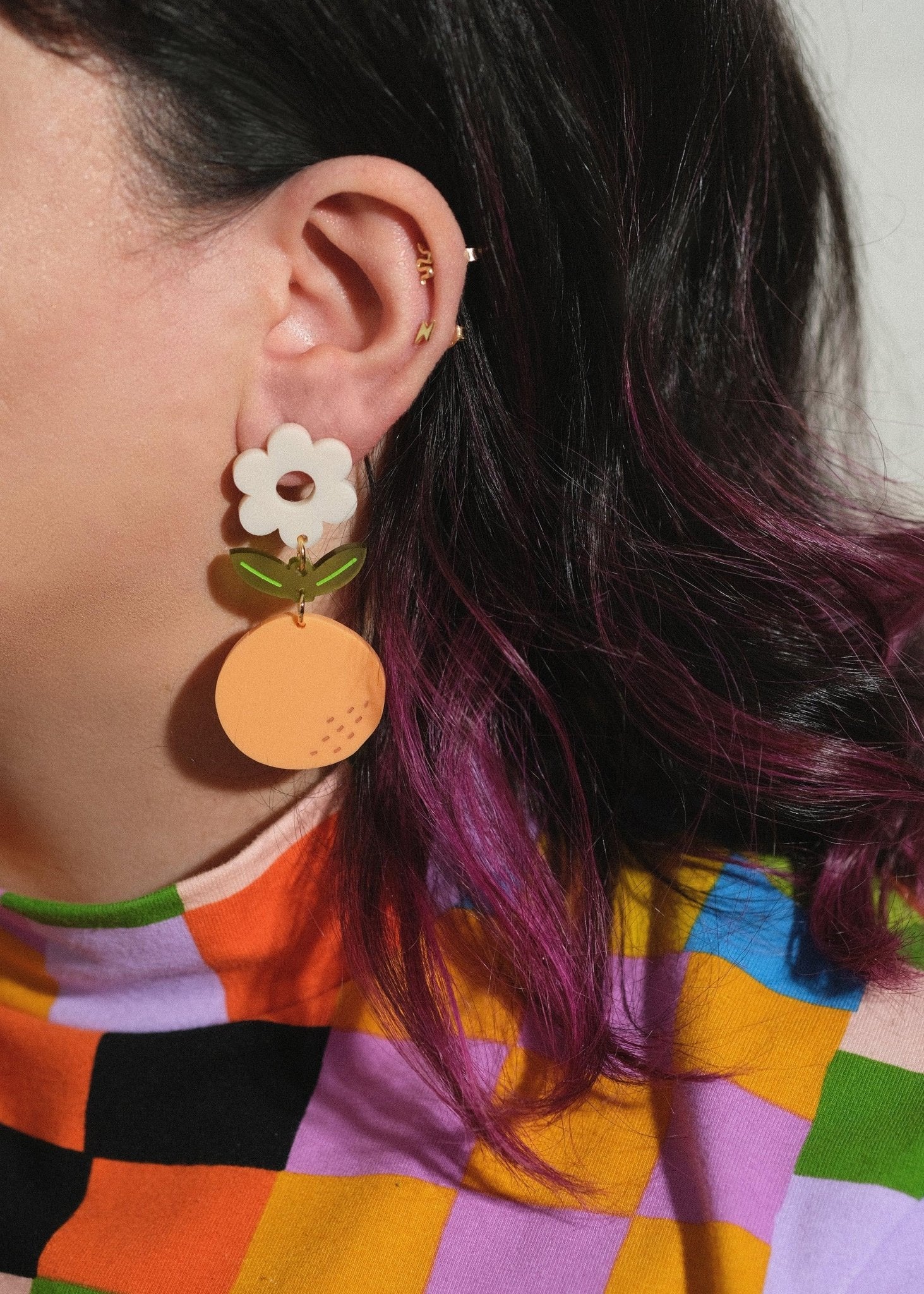 Pastel Orange Blossom Dangle Earrings - Sleepy Mountain