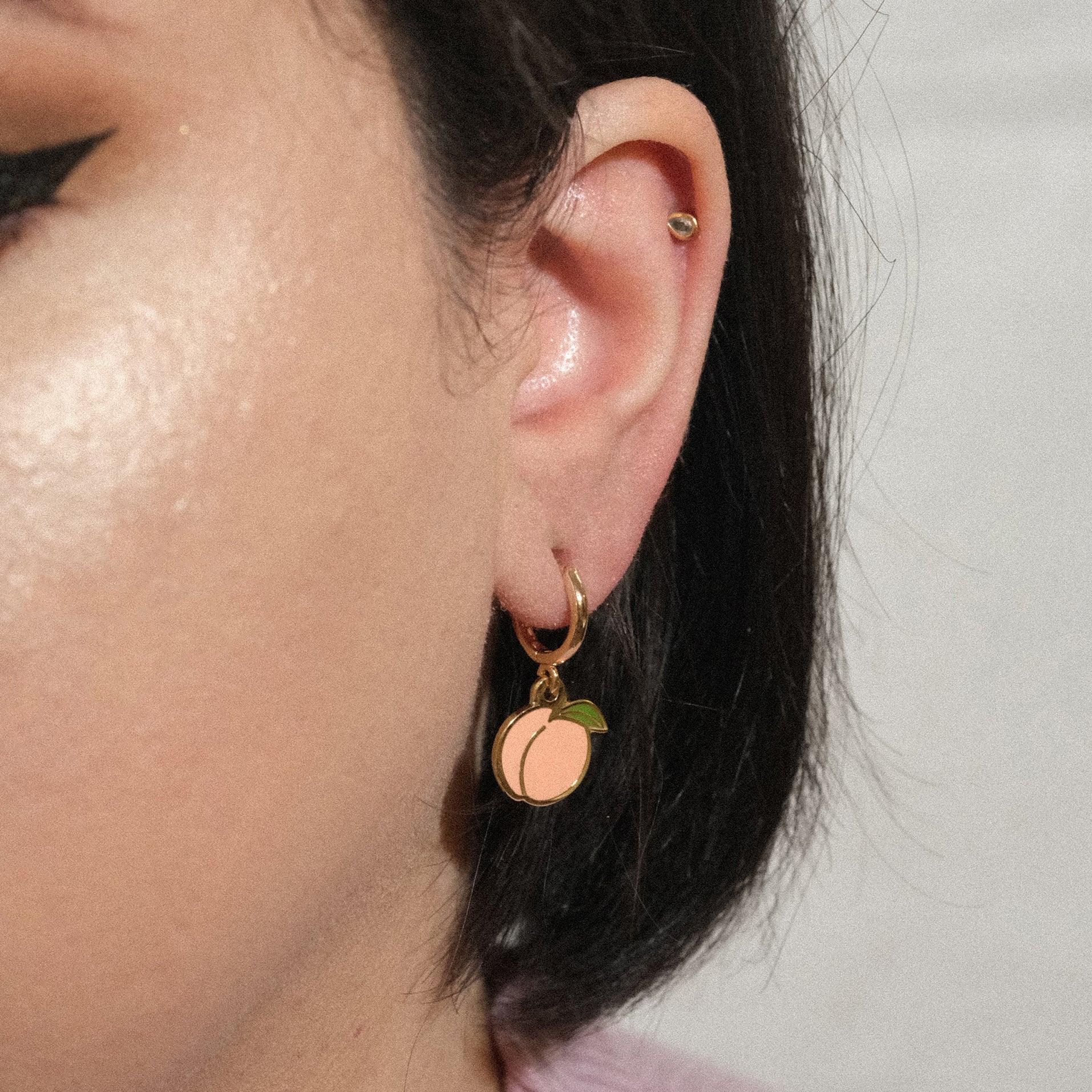 Peach Booty Huggie Hoop Earrings - Sleepy Mountain