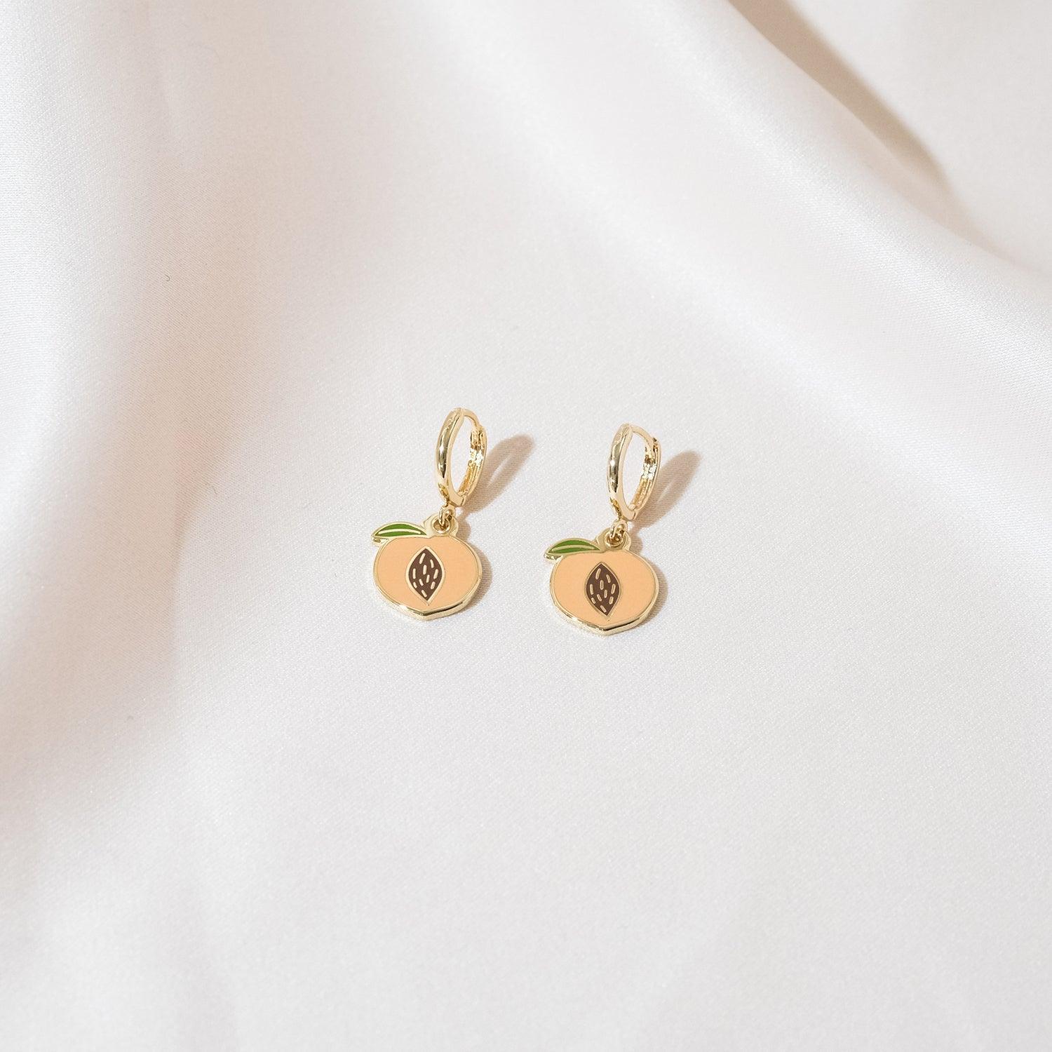 Peach Pit Huggie Hoop Earrings - Sleepy Mountain