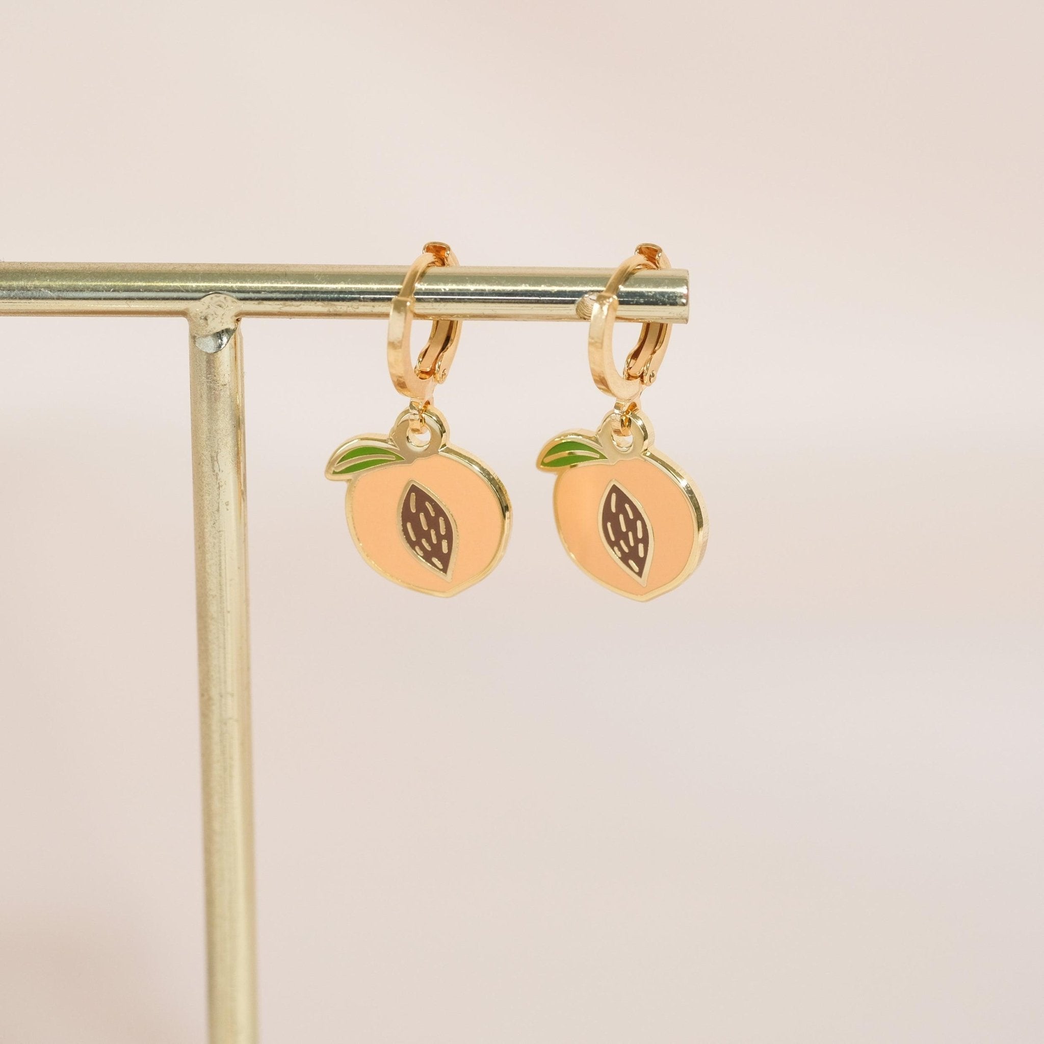 Peach Pit Huggie Hoop Earrings - Sleepy Mountain