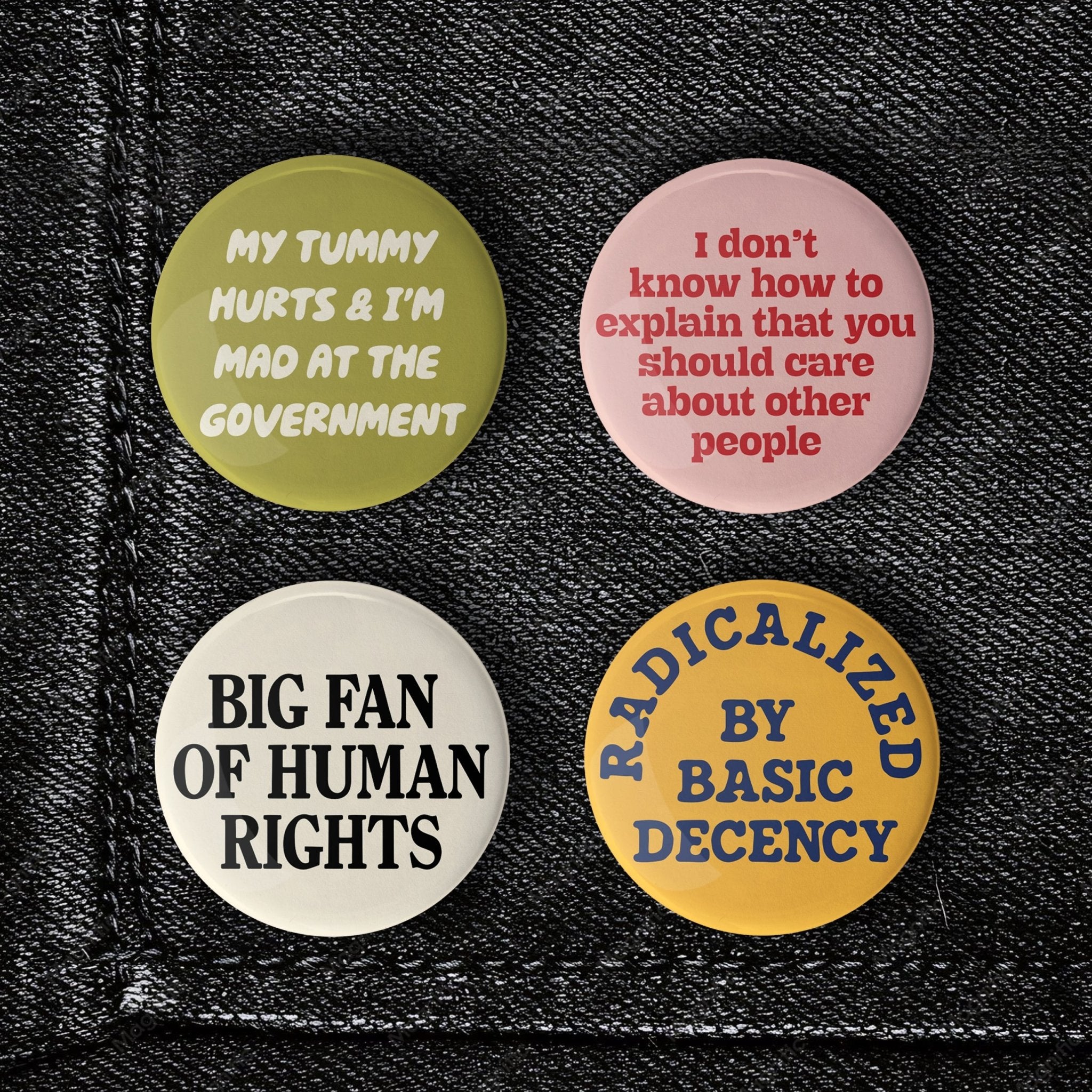 Political pinback buttons set of 4 - Sleepy Mountain