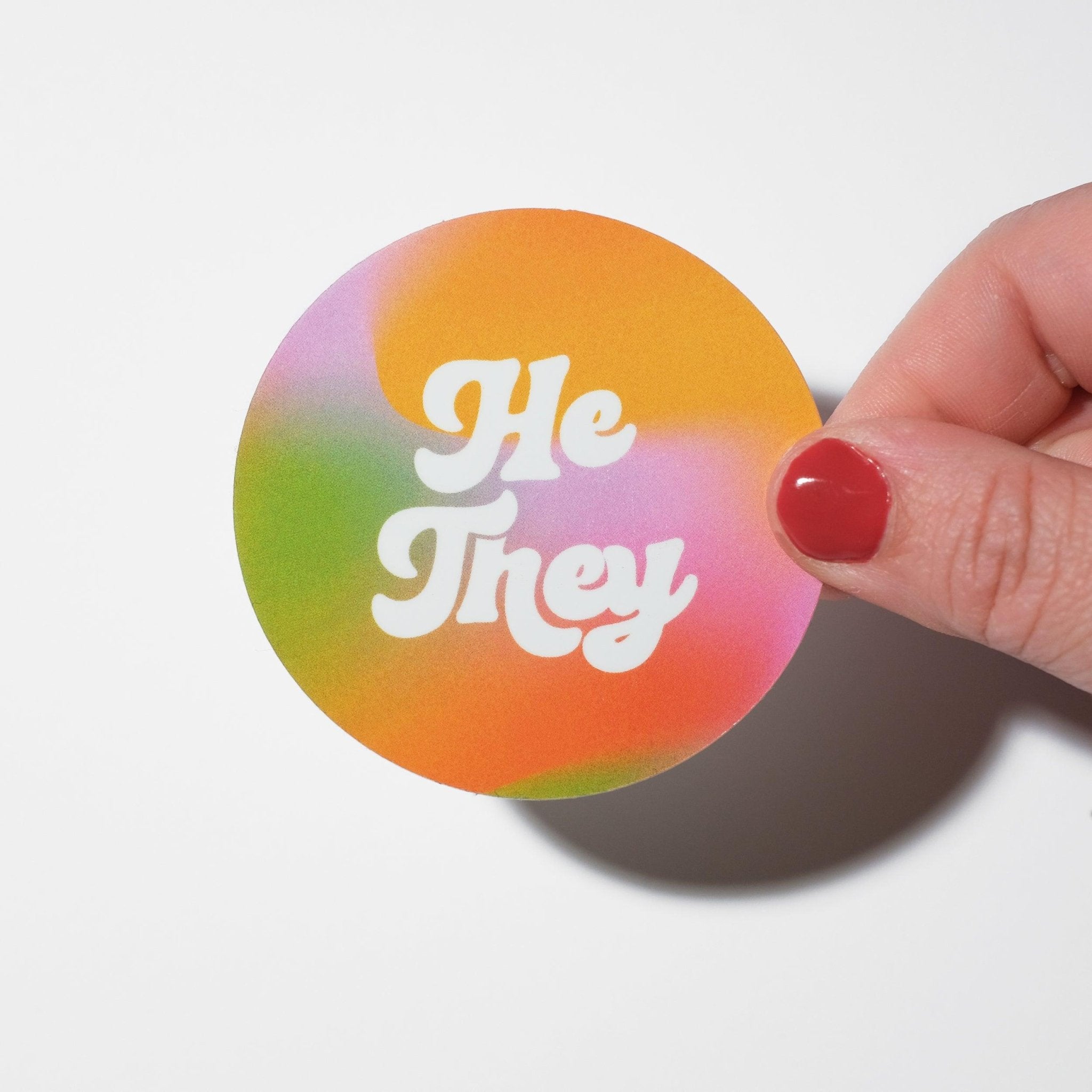 Pronoun Sticker - He/They - Sleepy Mountain