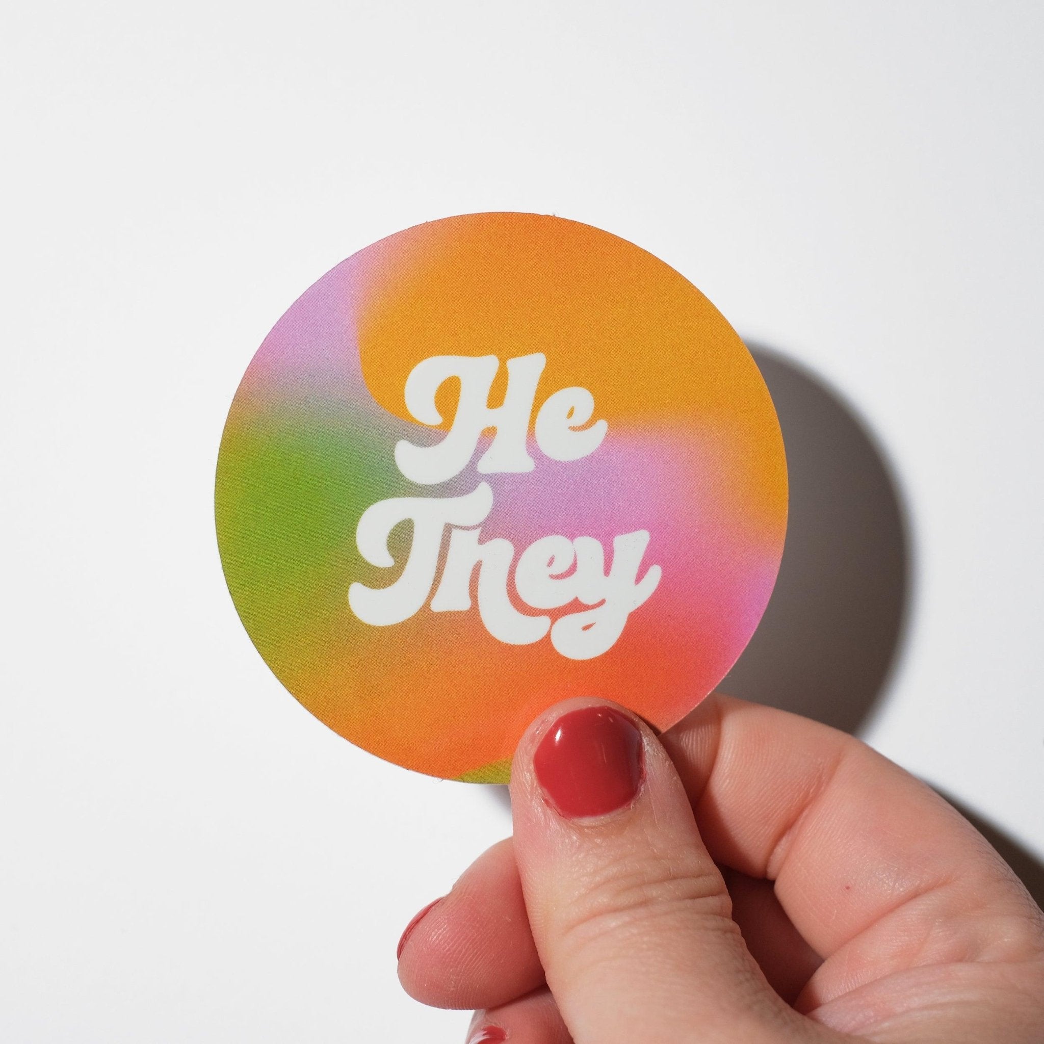 Pronoun Sticker - He/They - Sleepy Mountain