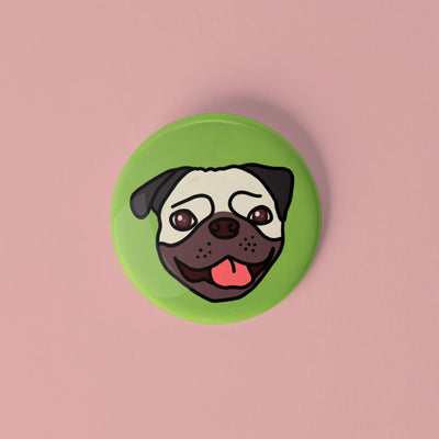 Pug pinback button - Sleepy Mountain