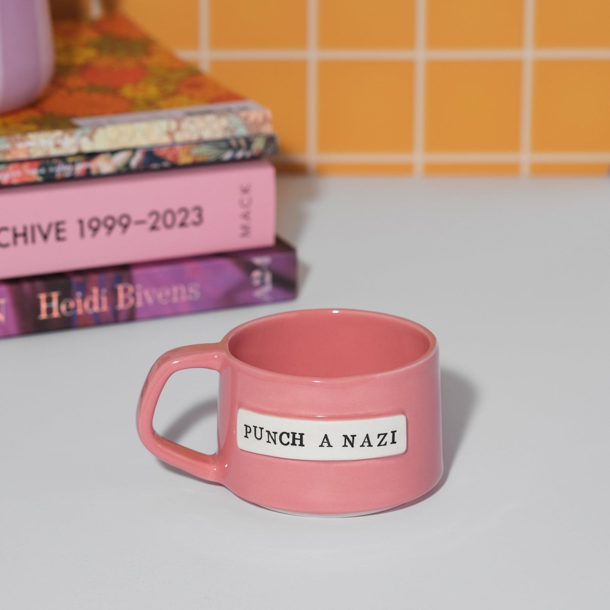 Punch a Nazi - Pink Glossy Mug - Sleepy Mountain
