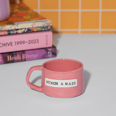 Punch a Nazi - Pink Glossy Mug - Sleepy Mountain