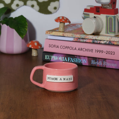 Punch a Nazi - Pink Glossy Mug - Sleepy Mountain