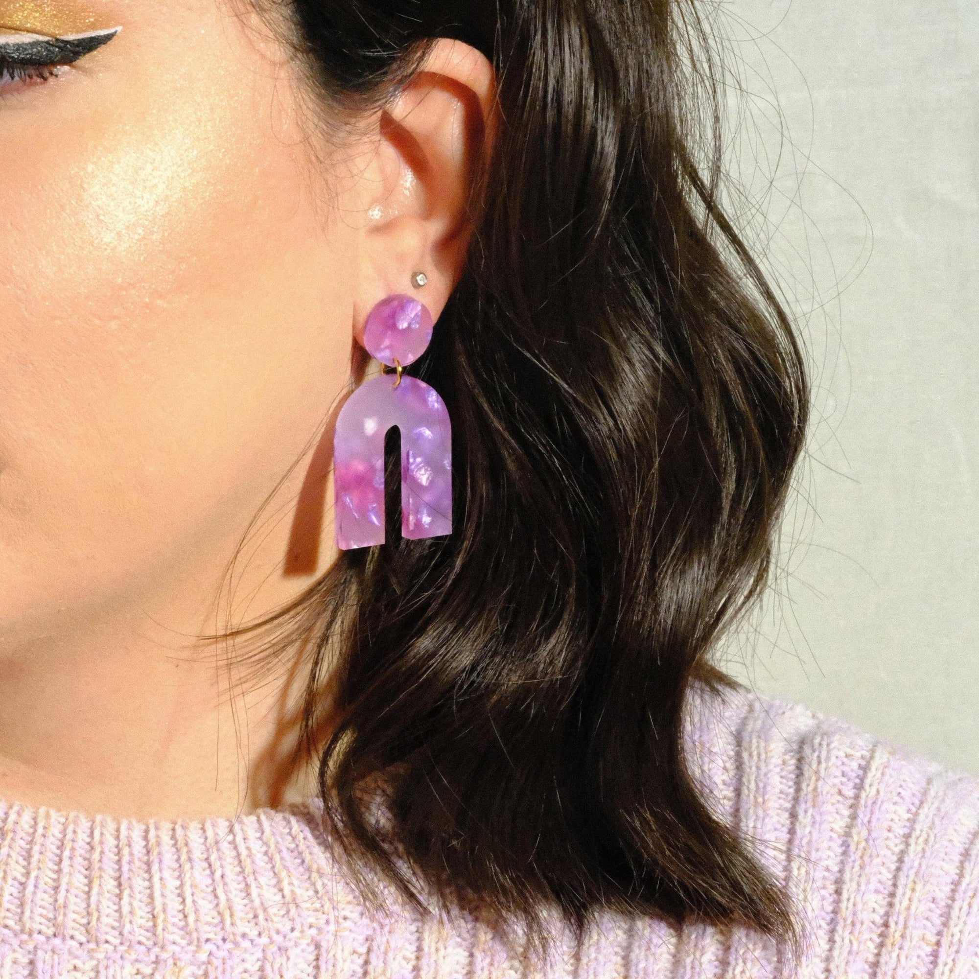 Purple Haze Arch Dangle Earrings - Sleepy Mountain