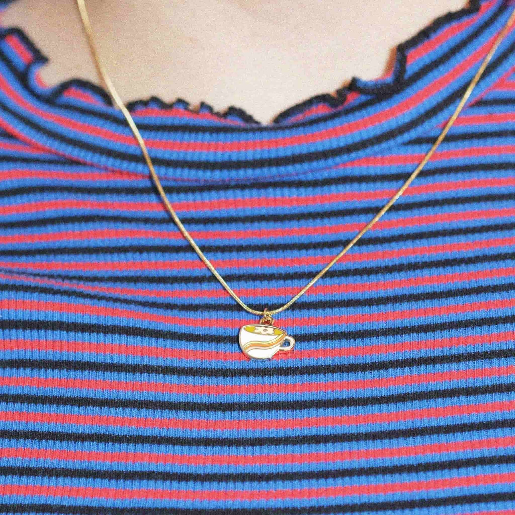 Rainbow Daisy Coffee Latte Charm Necklace - Sleepy Mountain