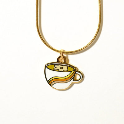 Rainbow Daisy Coffee Latte Charm Necklace - Sleepy Mountain