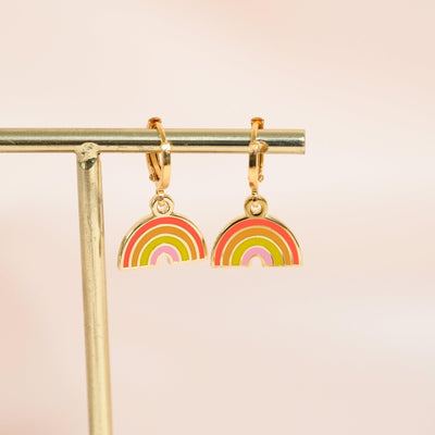 Rainbow Huggie Hoop Earrings - Sleepy Mountain
