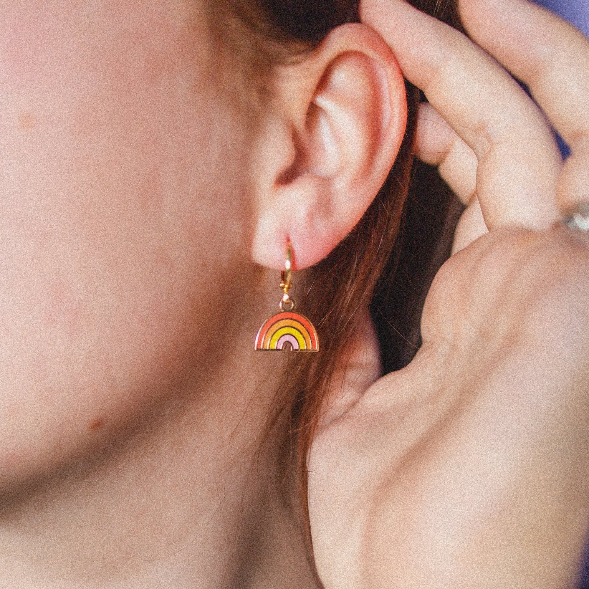 Rainbow Huggie Hoop Earrings - Sleepy Mountain