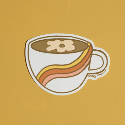 Rainbow Mug Daisy Latte Sticker - Sleepy Mountain