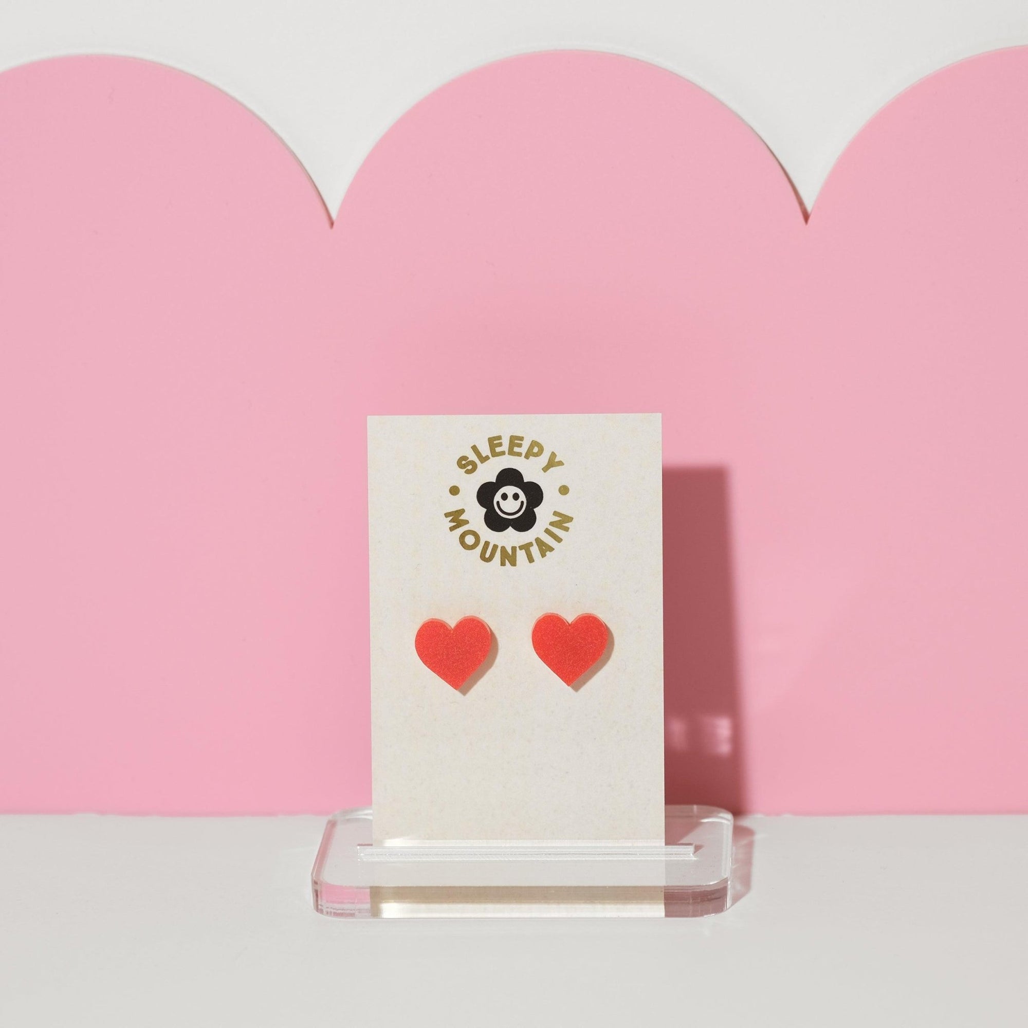 Red Heart Stud Earrings - Sleepy Mountain