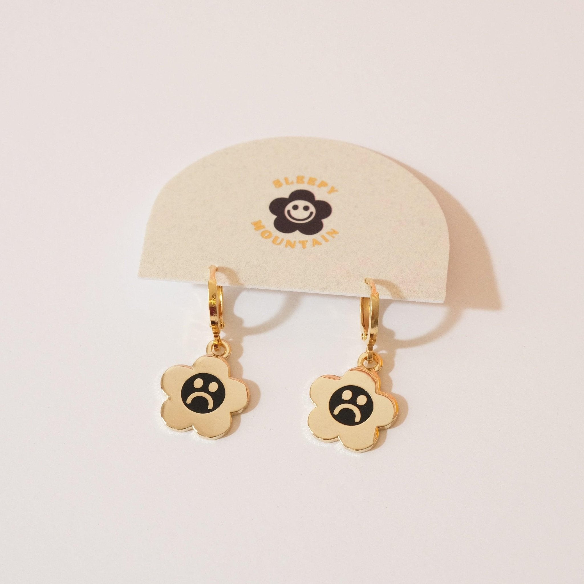 Sad Daisy Huggie Hoop Earrings - Sleepy Mountain