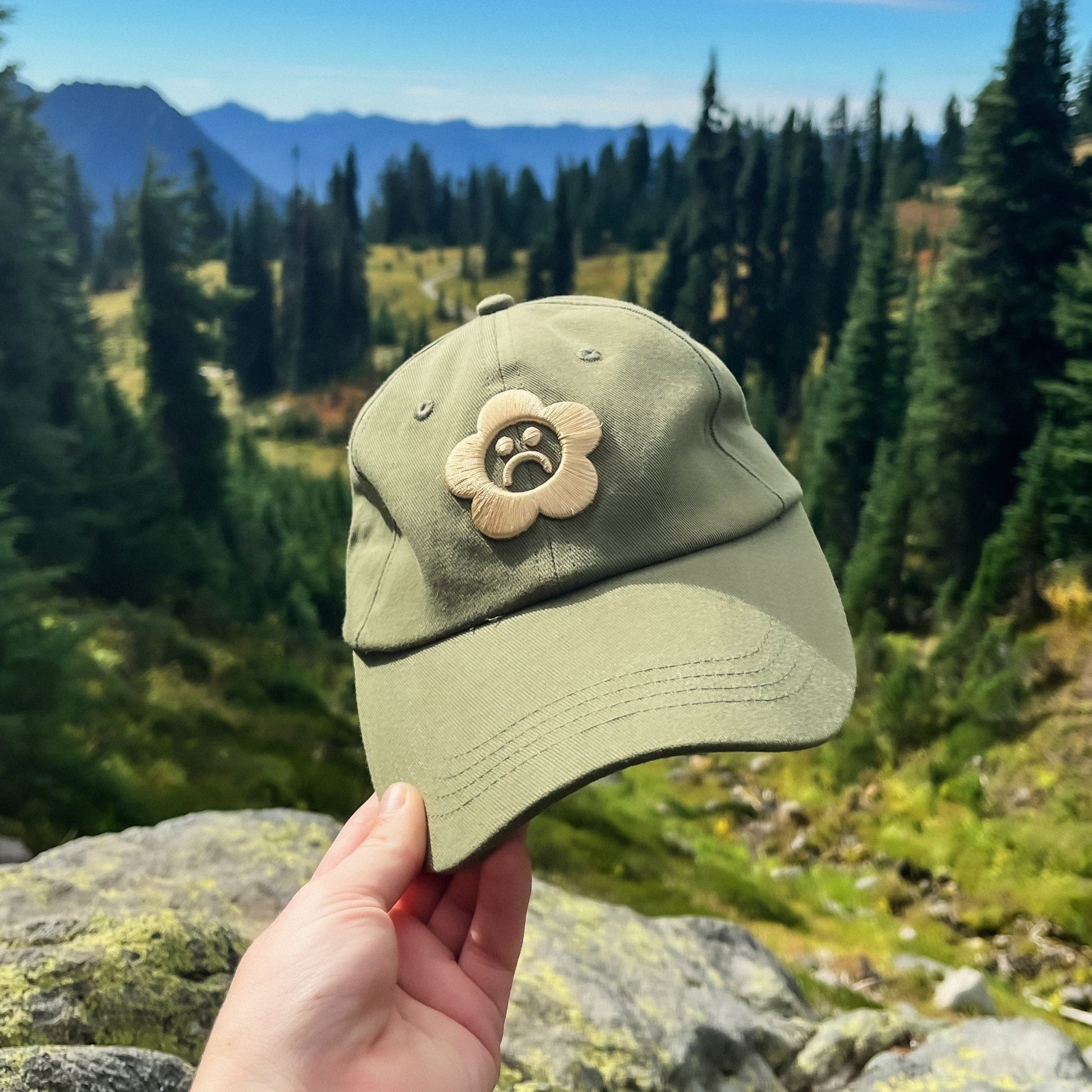 Sad Flower Olive Dad Hat - Sleepy Mountain