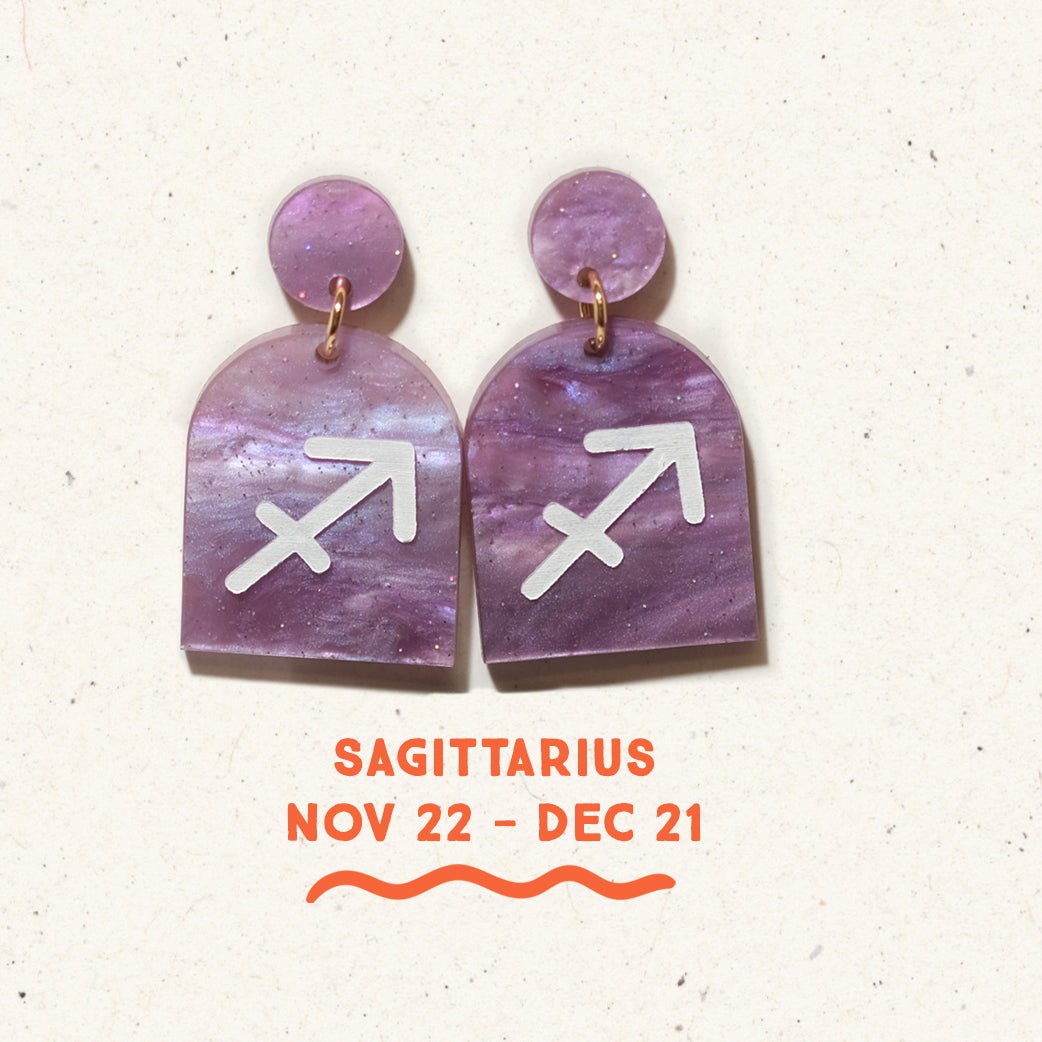 Sagittarius Zodiac Earrings - Sleepy Mountain