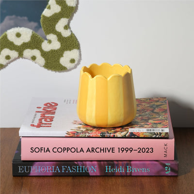 Scalloped Planter - Yellow Stripes - Sleepy Mountain