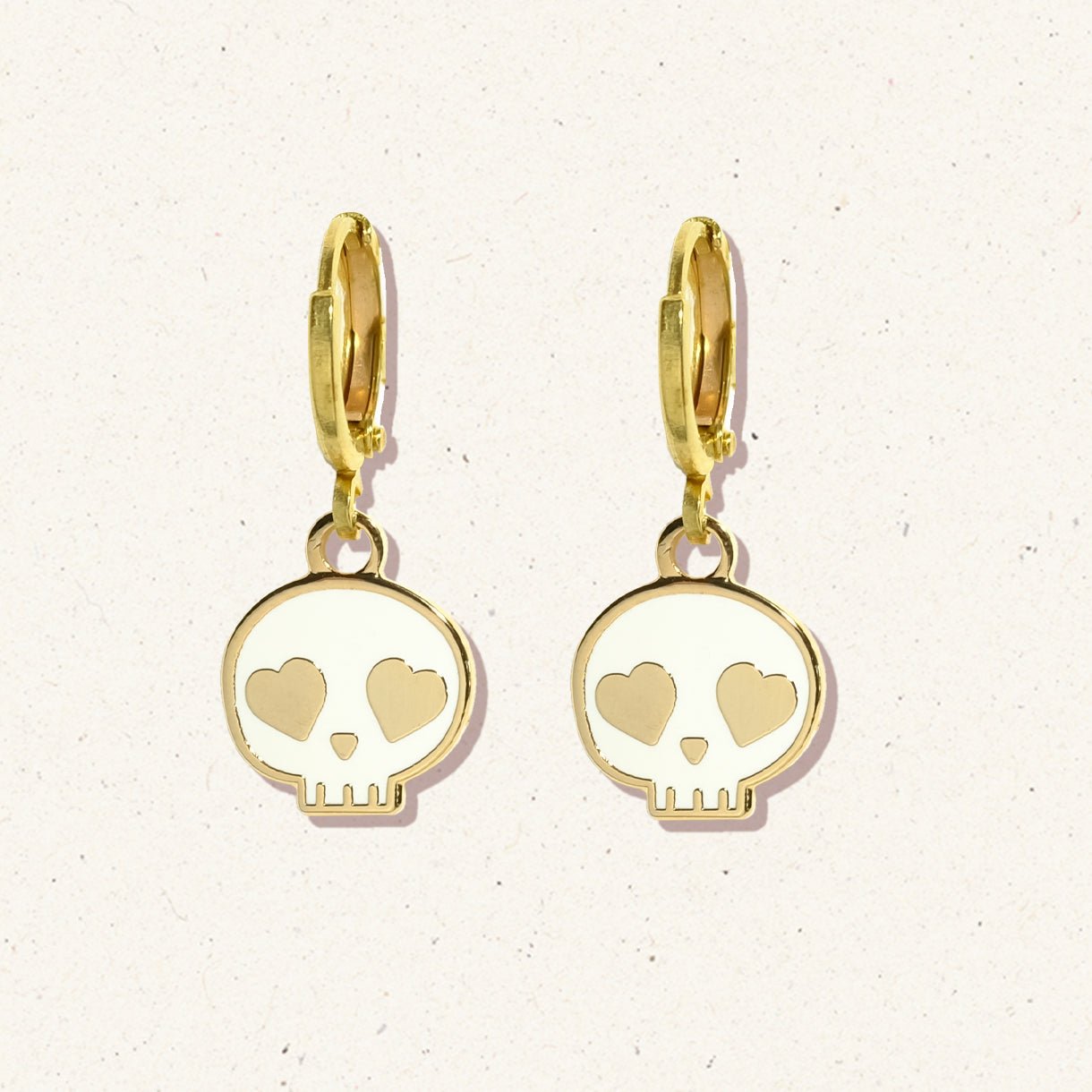 Skull Heart Eyes Huggie Hoop Earrings - Sleepy Mountain