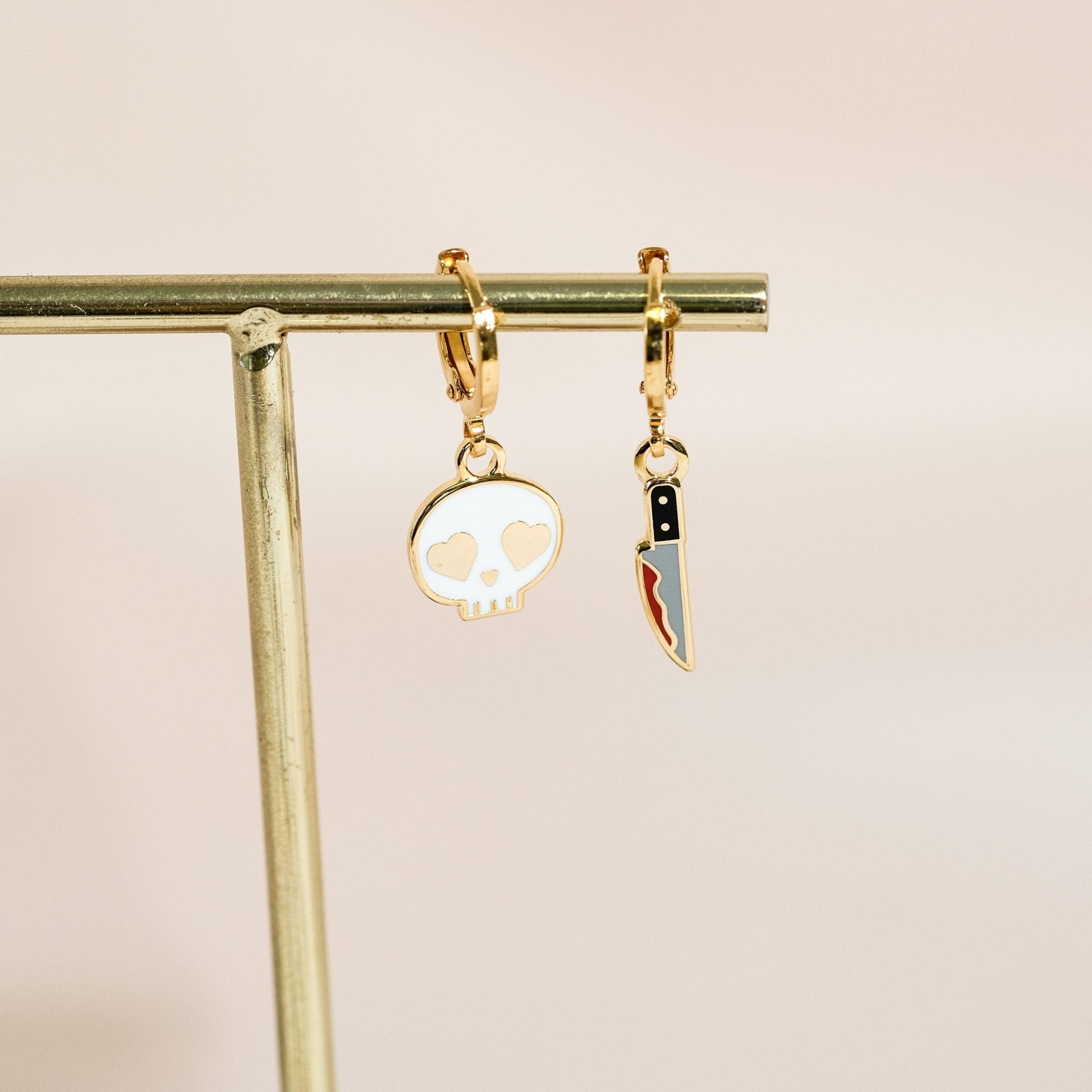 Skull & Knife Huggie Hoop Earrings - Sleepy Mountain