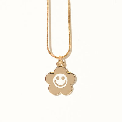 Smiley Daisy Charm Necklace - Sleepy Mountain