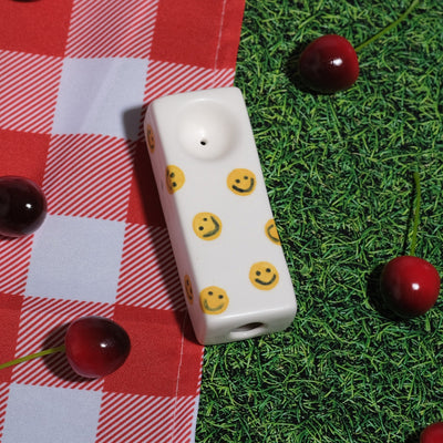 Smiley Face Ceramic Pipe - Sleepy Mountain