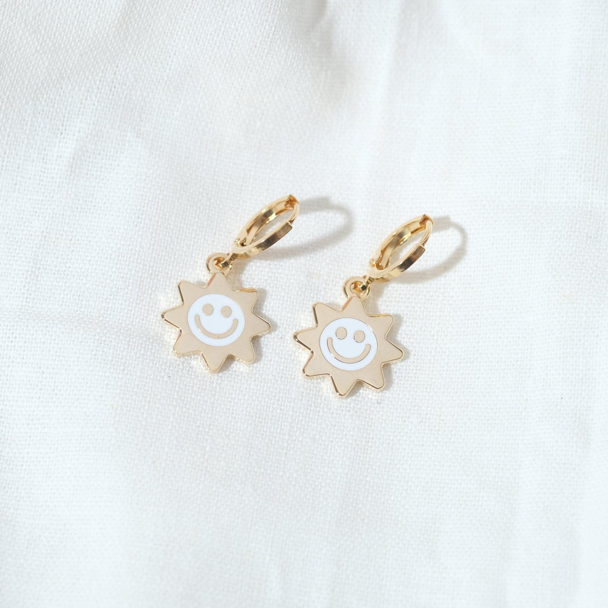 Smiley Sun Huggie Hoop Earrings - Sleepy Mountain