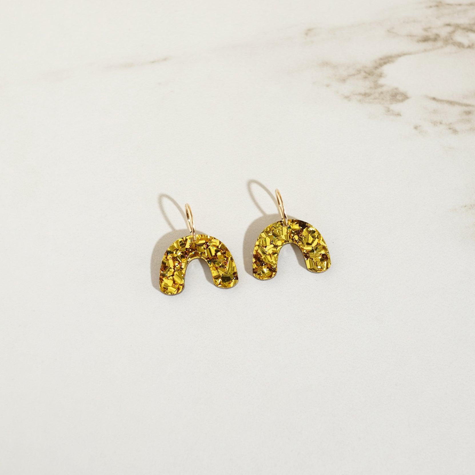 Sparkly Gold - Mini Arch Hoop Earrings - Sleepy Mountain