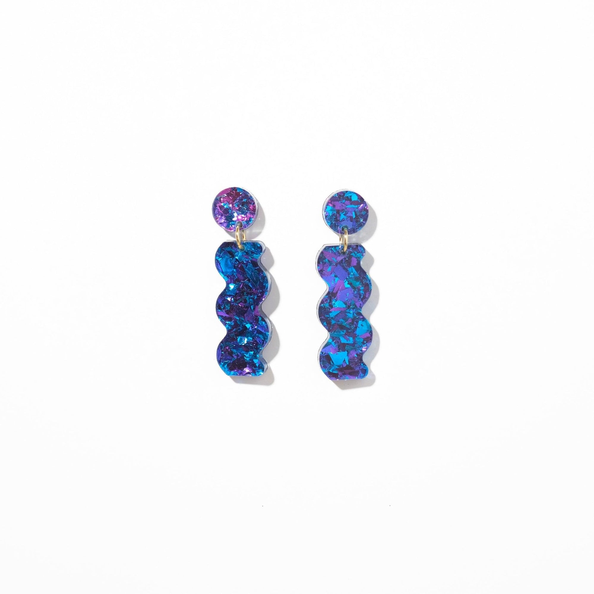 Squiggle Dangle Earrings in Blue Velvet - Sleepy Mountain