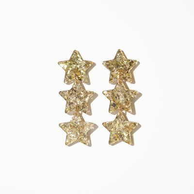 Star Chain Dangle Earrings - Champagne Gold Glitter - Sleepy Mountain