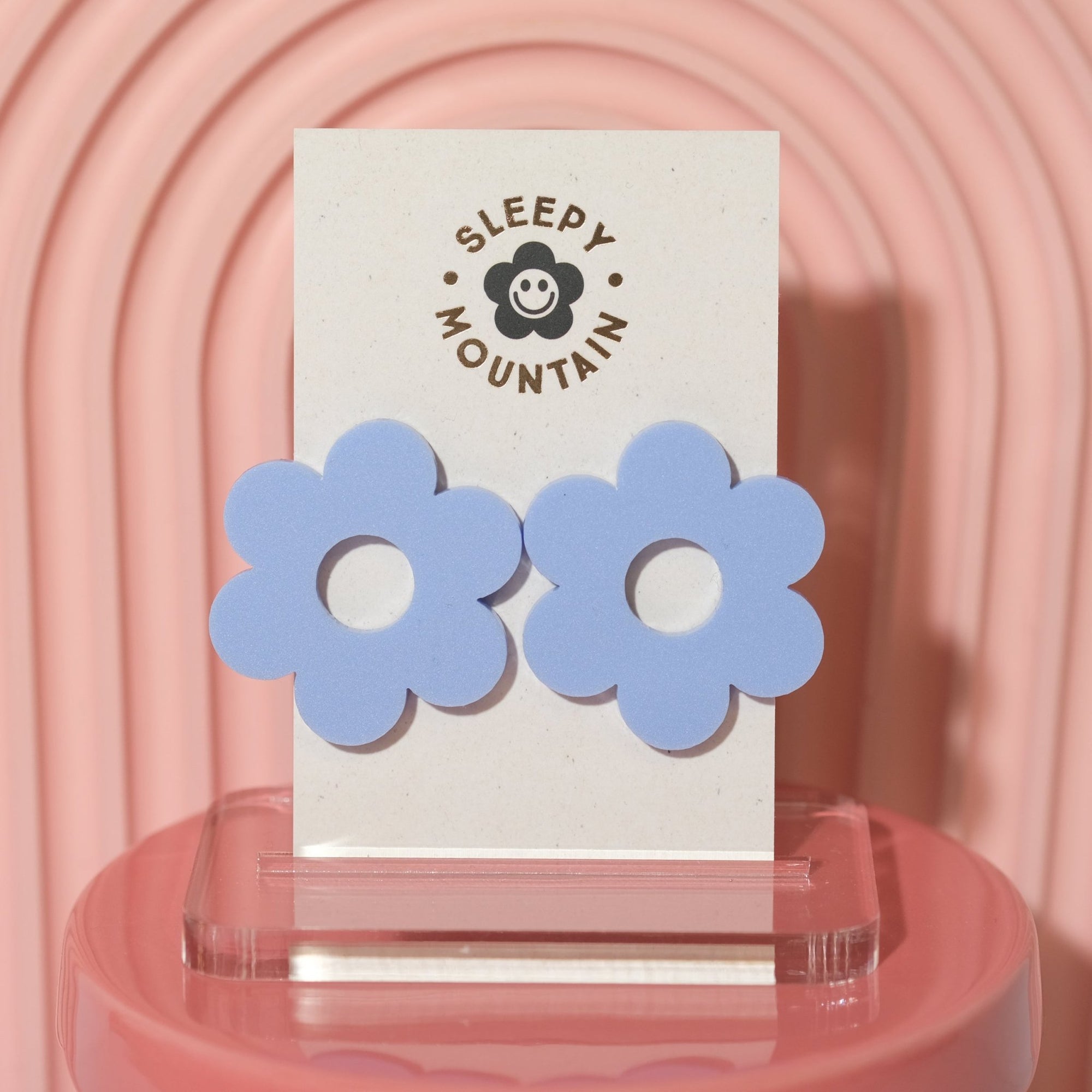 Statement daisy big stud earrings in periwinkle blue - Sleepy Mountain