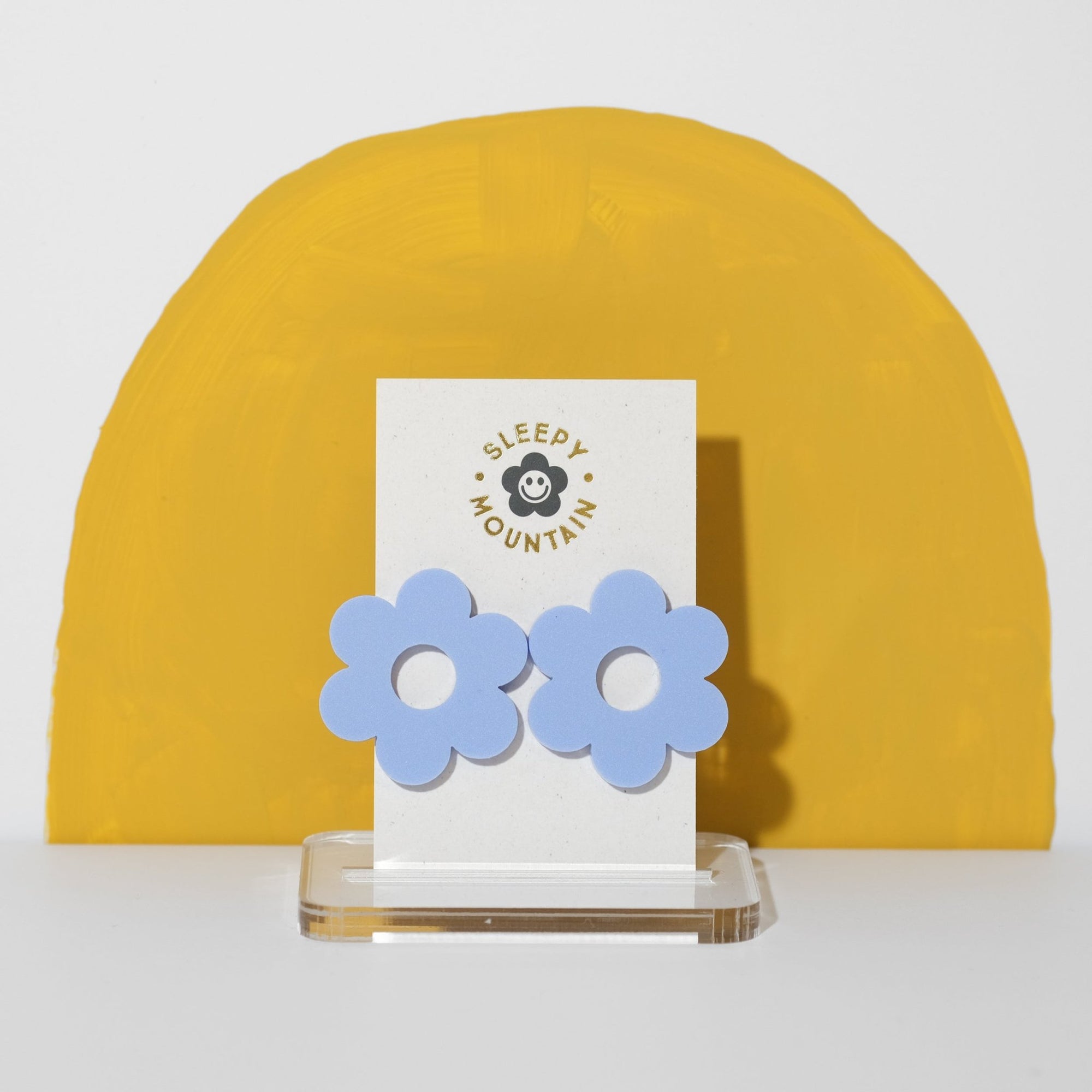 Statement daisy big stud earrings in periwinkle blue - Sleepy Mountain