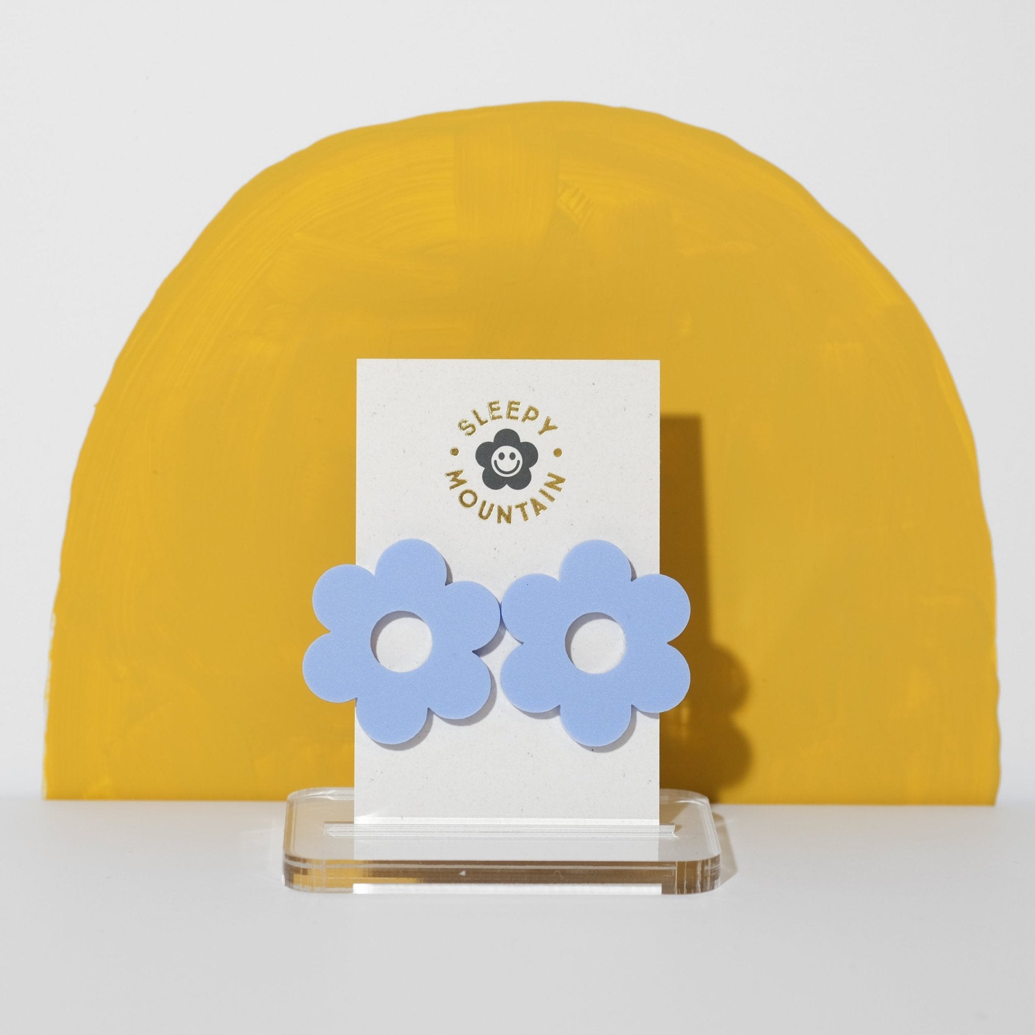 Statement daisy big stud earrings in periwinkle blue - Sleepy Mountain