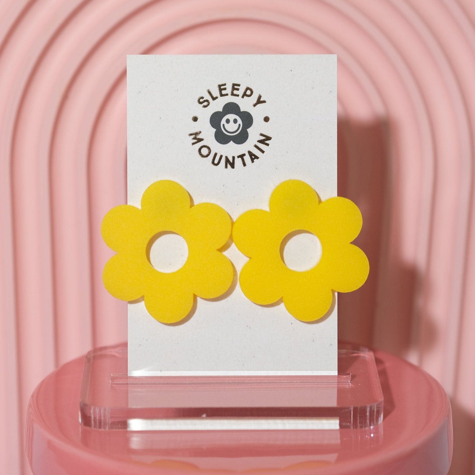 Statement daisy big stud earrings in sunshine yellow - Sleepy Mountain