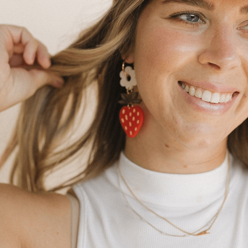 Strawberry Blossom Hoop Earrings - Sleepy Mountain