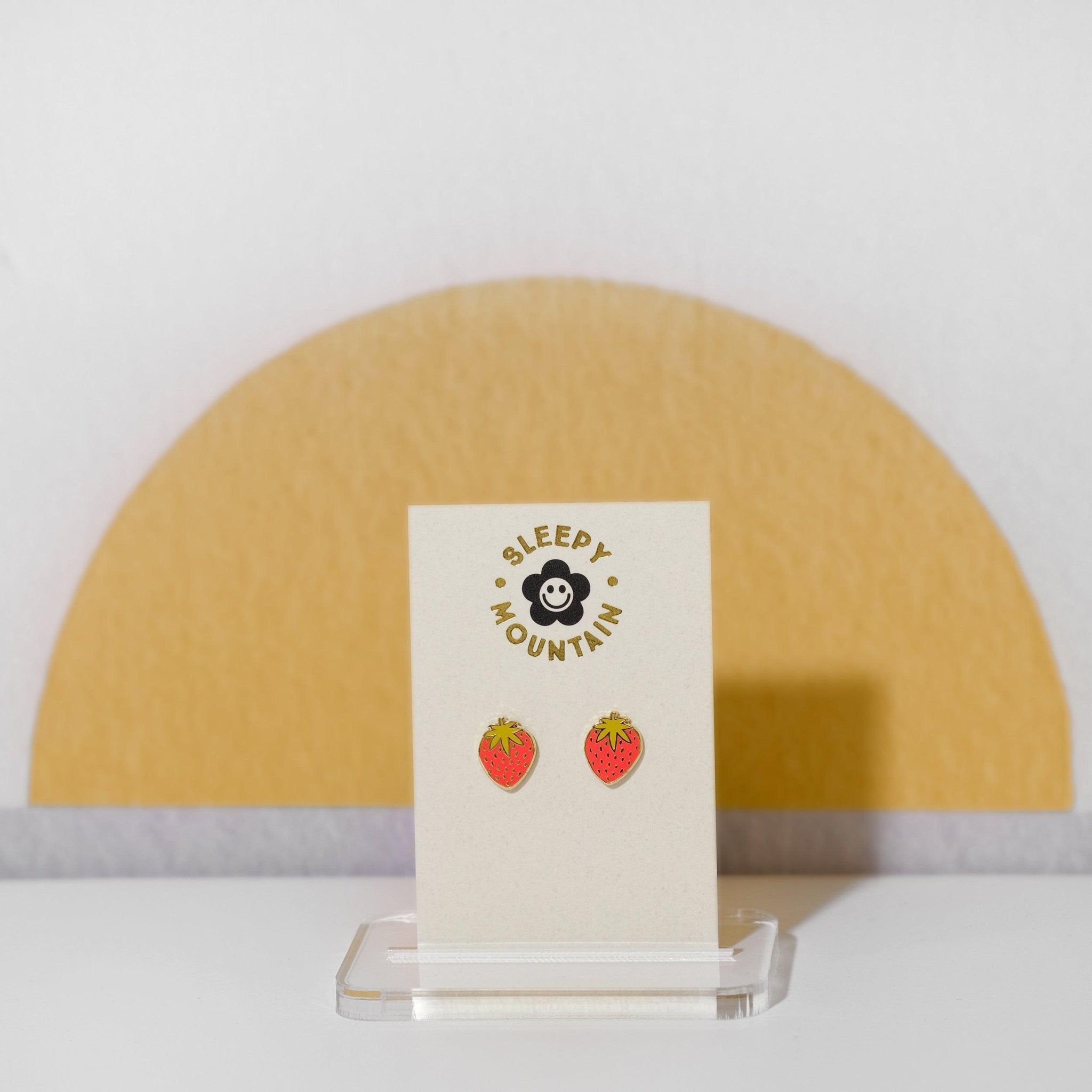 Strawberry Earrings - Gold Plated Studs - Sleepy Mountain