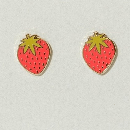 Strawberry Earrings - Gold Plated Studs - Sleepy Mountain