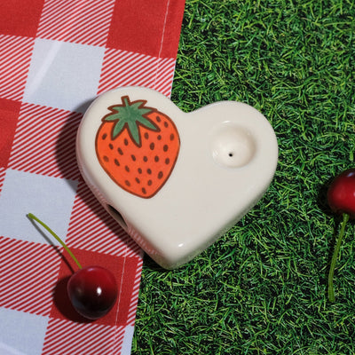 Strawberry Heart Ceramic Pipe - Sleepy Mountain