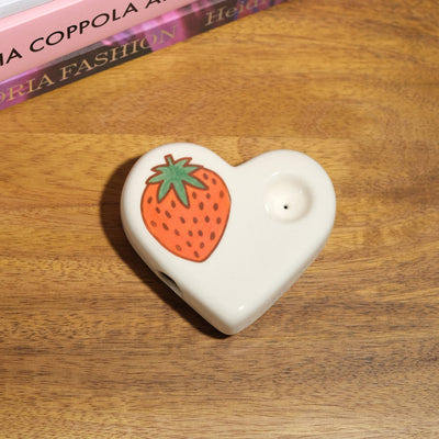 Strawberry Heart Ceramic Pipe - Sleepy Mountain