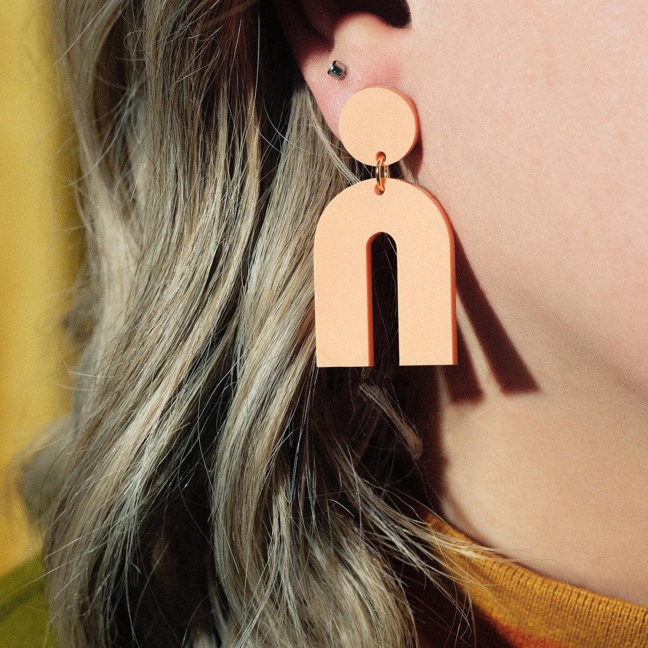 Tangerine Arch Dangle Earrings - Sleepy Mountain