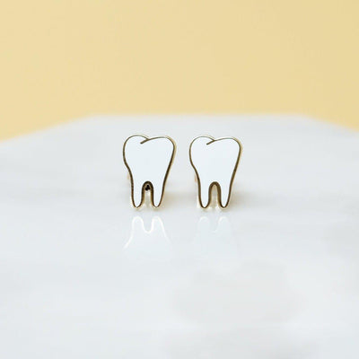 Teeth Earrings - Gold plated studs - Sleepy Mountain