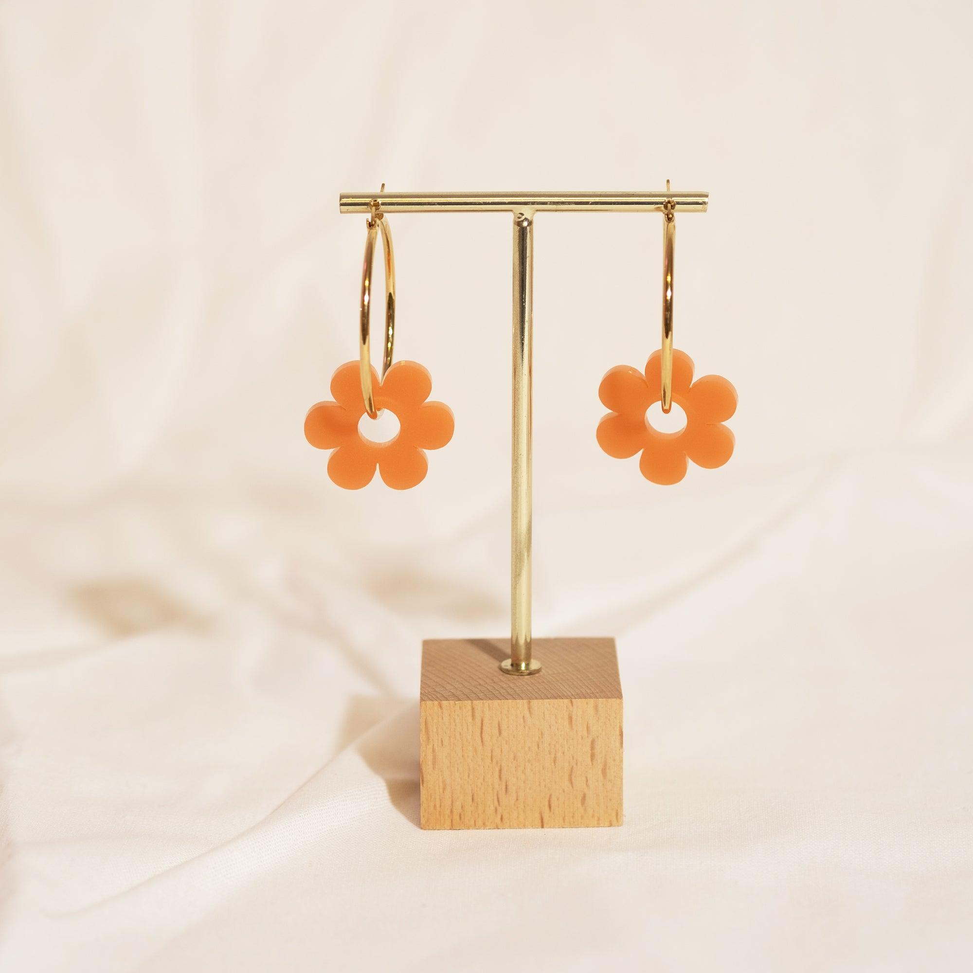Terracotta Daisy Hoop Earrings - Sleepy Mountain