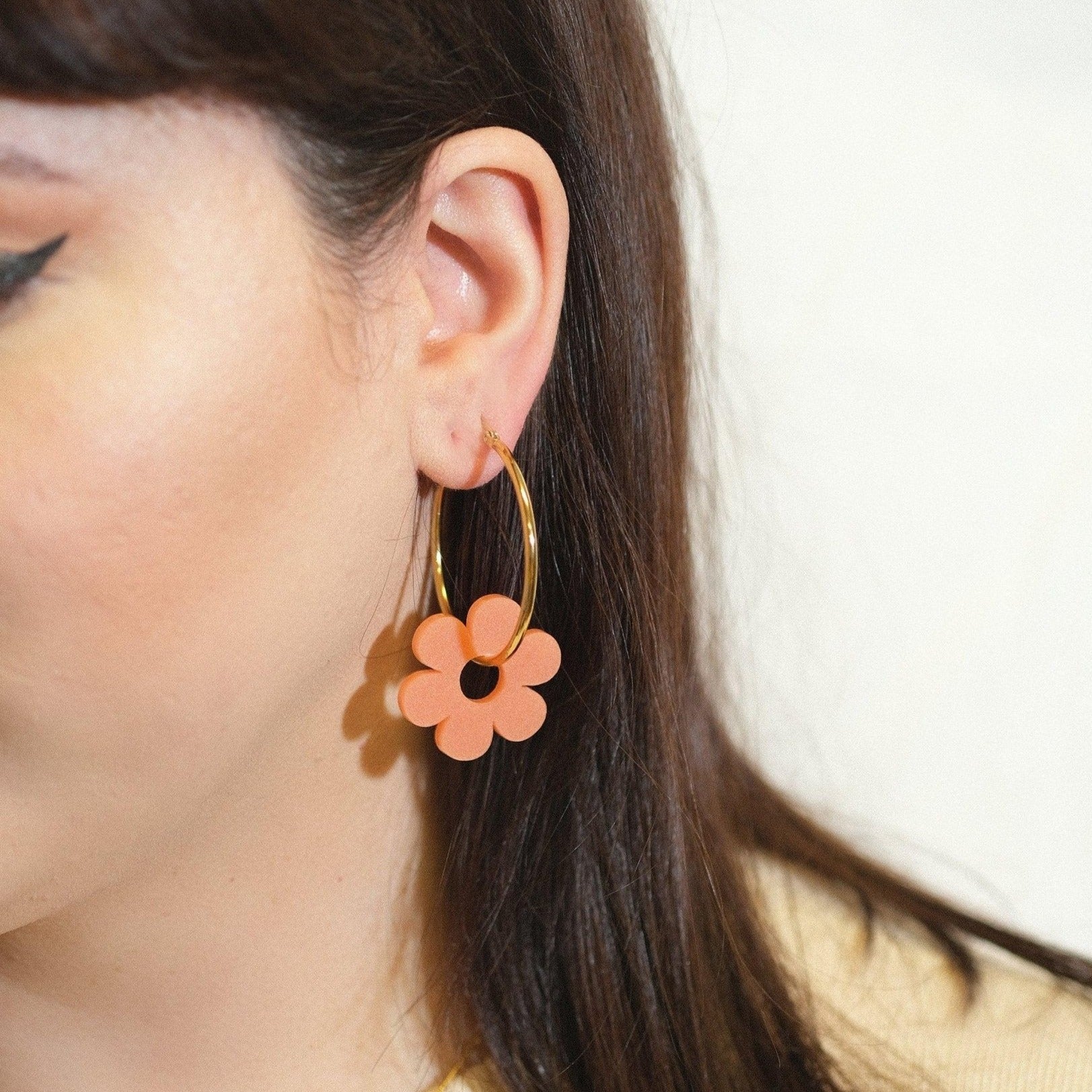 Terracotta Daisy Hoop Earrings - Sleepy Mountain