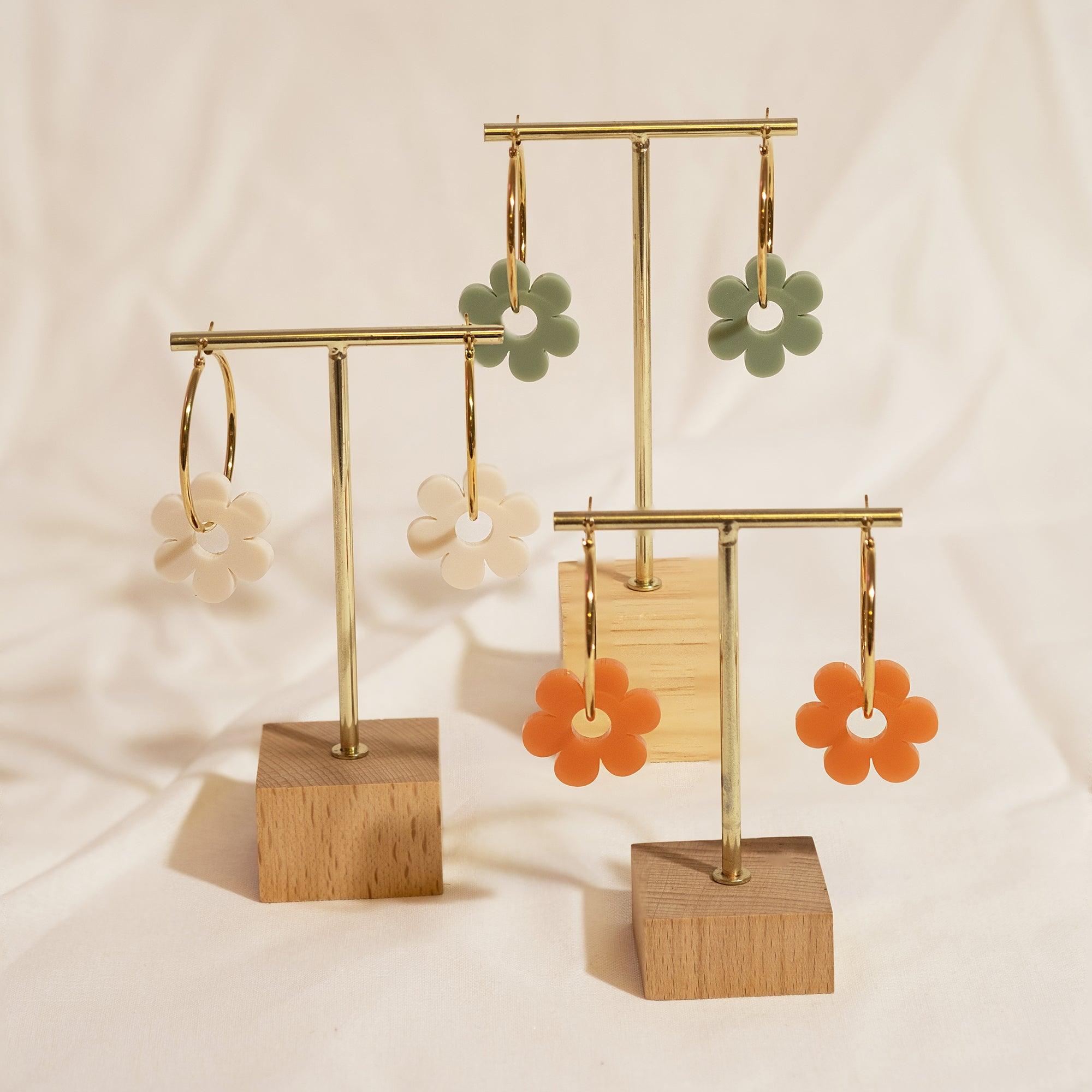 Terracotta Daisy Hoop Earrings - Sleepy Mountain
