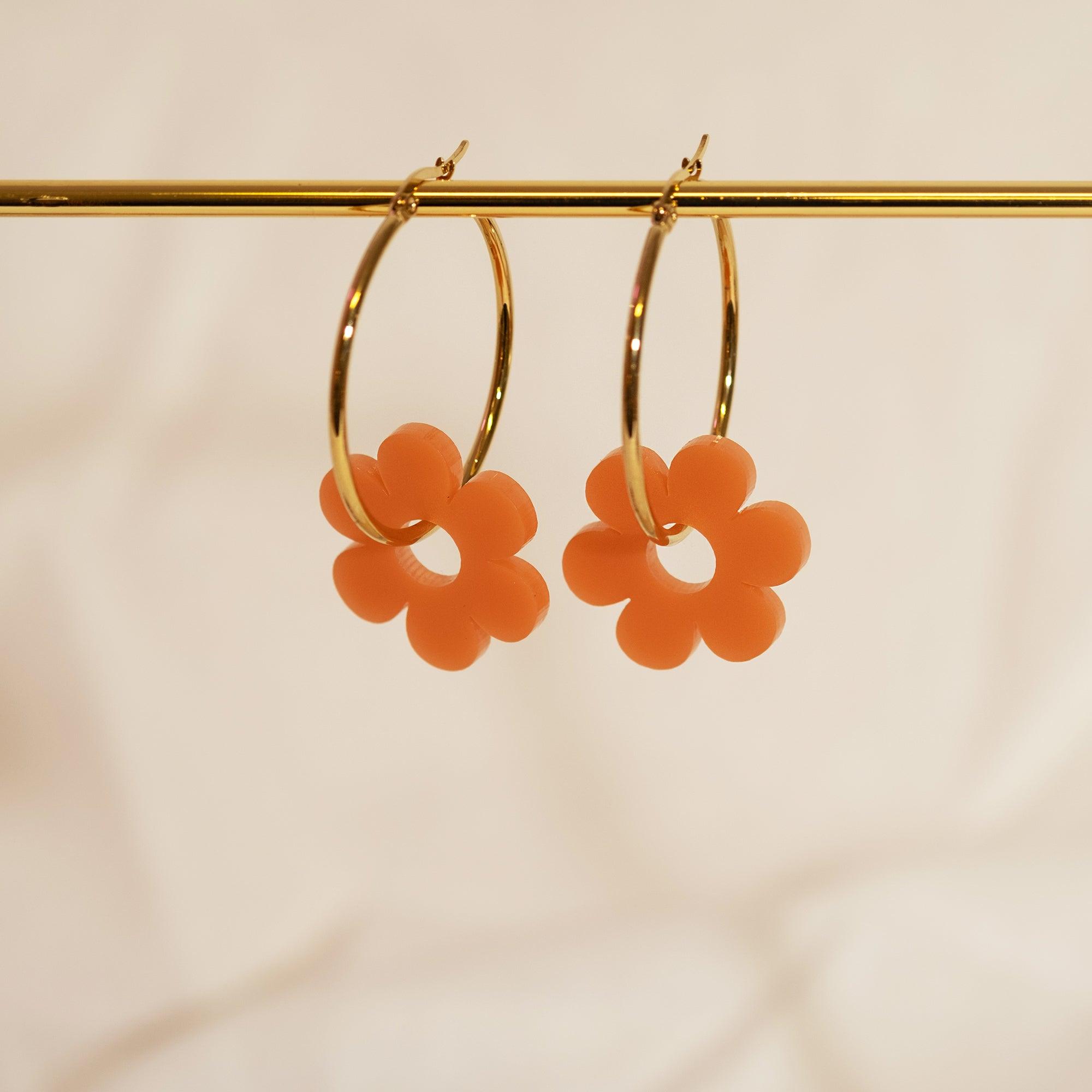 Terracotta Daisy Hoop Earrings - Sleepy Mountain